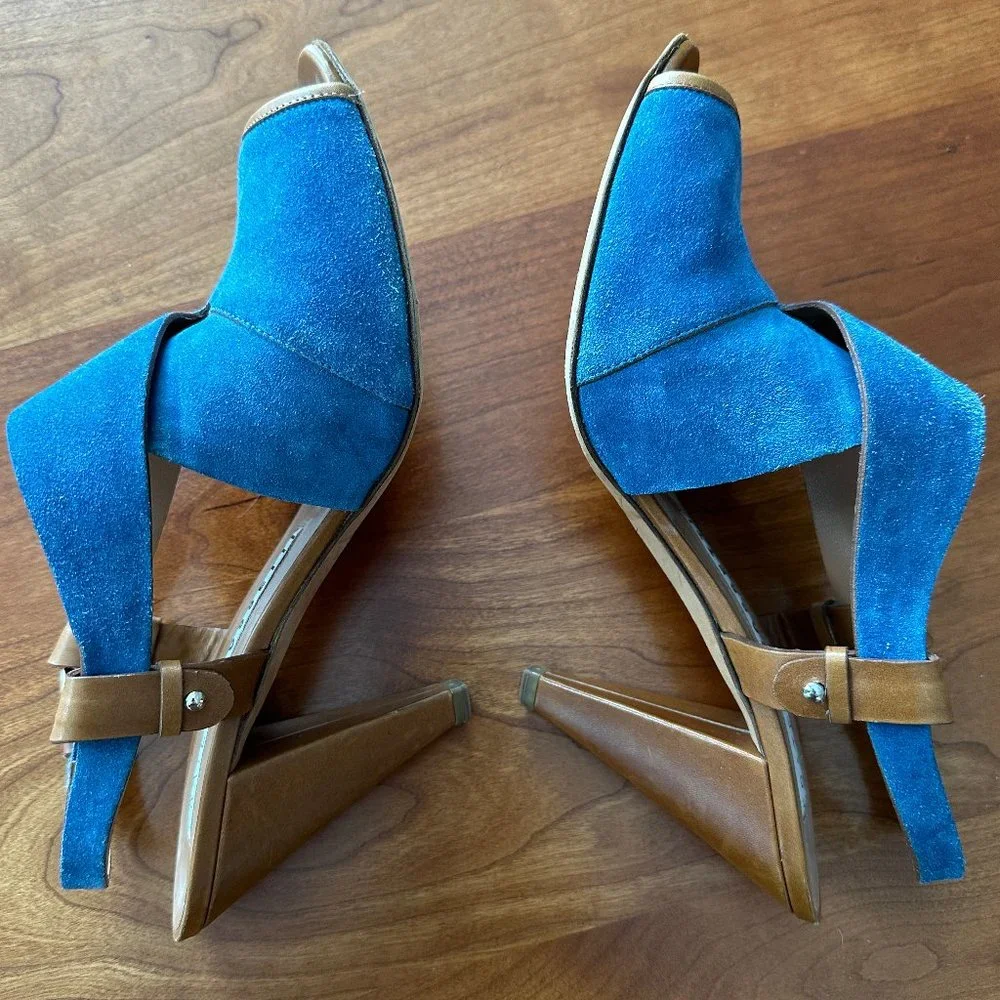 FRATELLI ROSSETTI made in Italy | Blue Suede Sling-Back Sandals, Size 39 - Picture 5 of 7